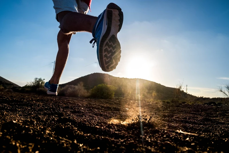 Running shoes on a trail