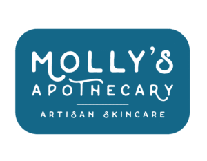 Molly's Apothecary Logo blue with white text